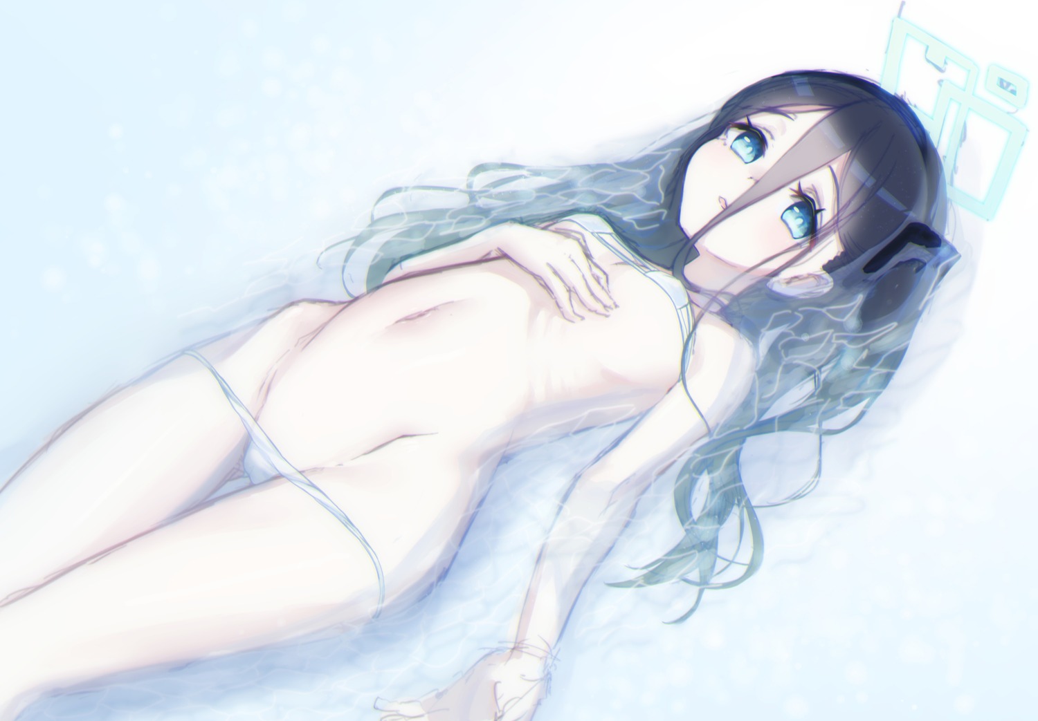 bikini blue_archive loli panty_pull shi0n_krbn swimsuits tendou_arisu wet