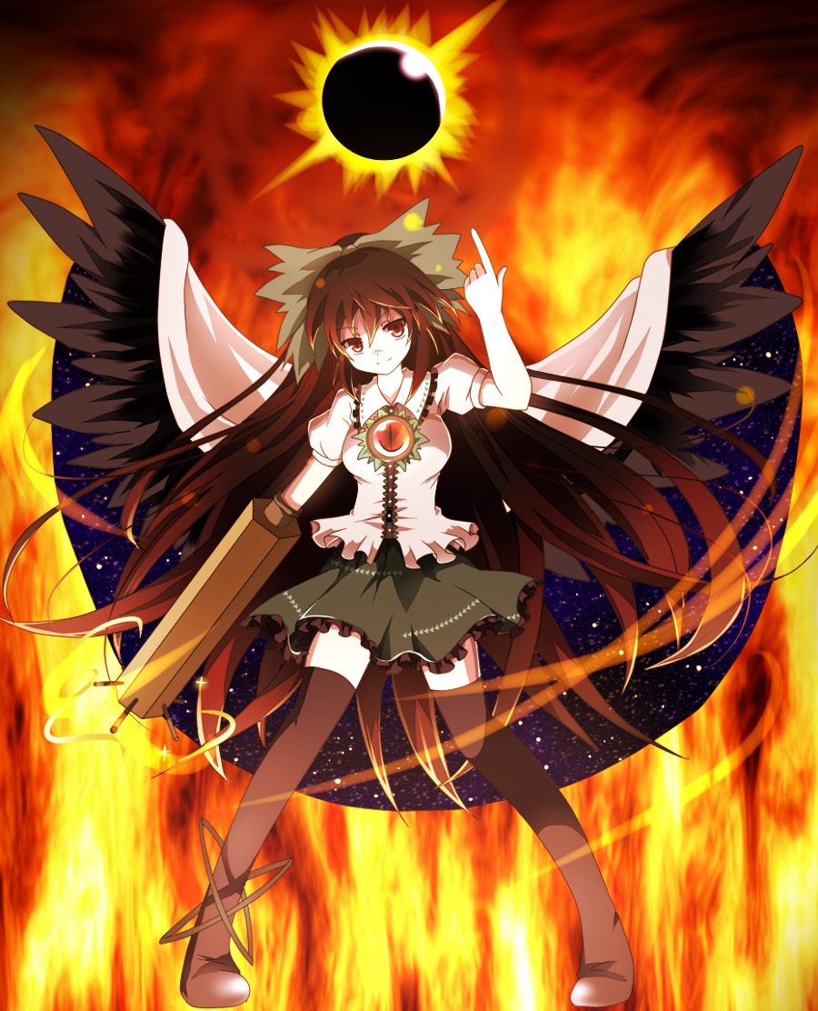 munyunyu reiuji_utsuho thighhighs touhou wings