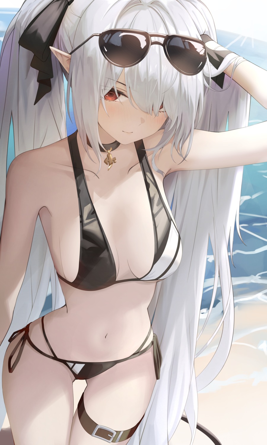 bikini blue_archive garter megane nootak pointy_ears shiromi_iori swimsuits tail