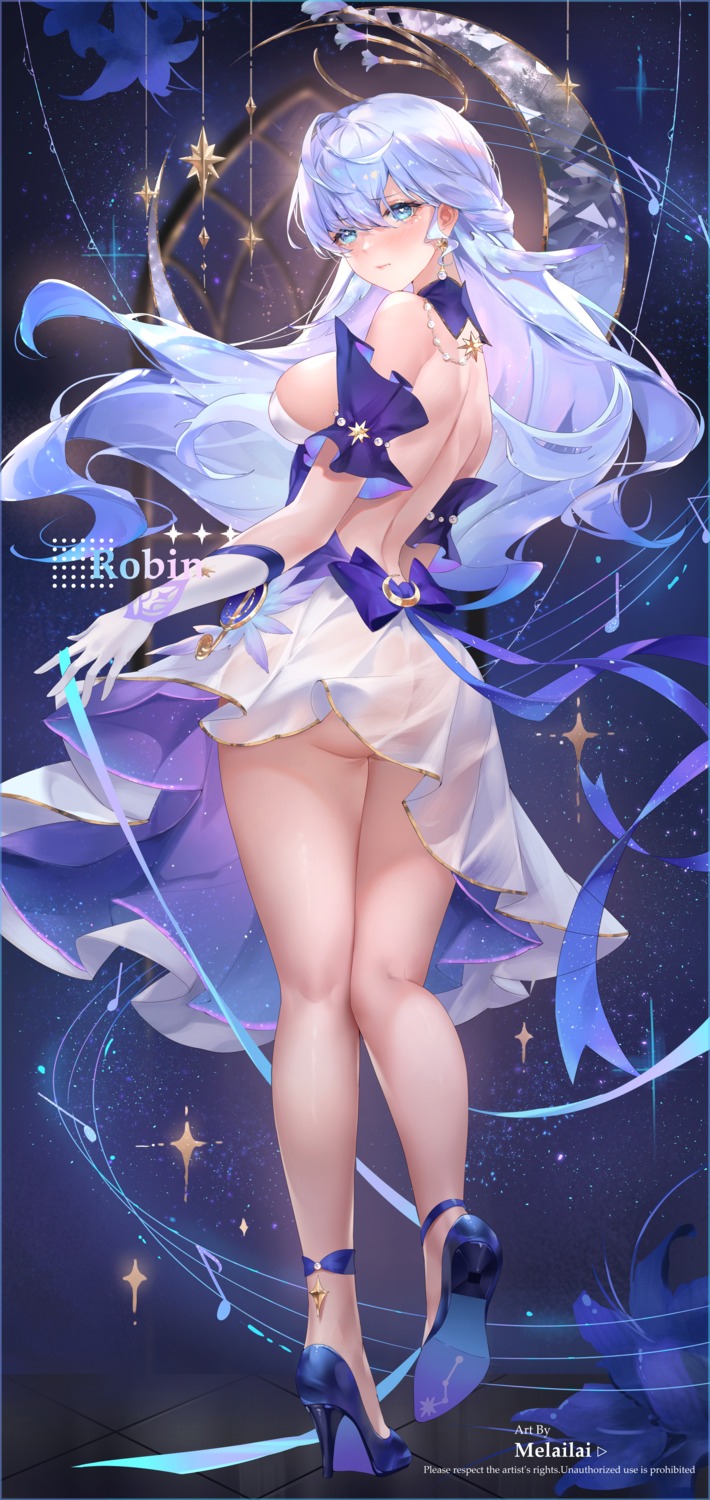 halo heels honkai:_star_rail melailai no_bra nopan robin see_through skirt_lift