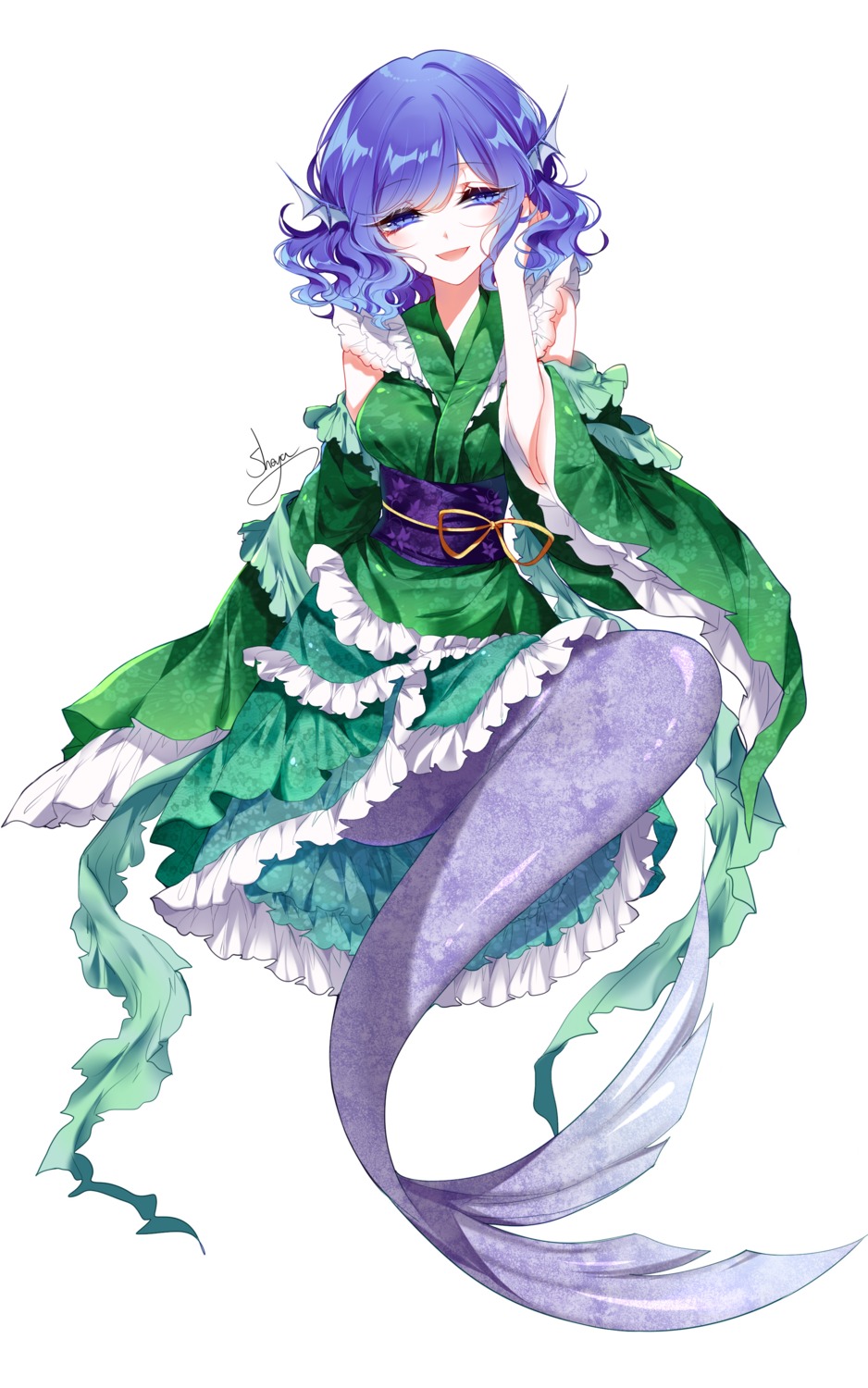 japanese_clothes mermaid monster_girl sheya tail touhou wakasagihime