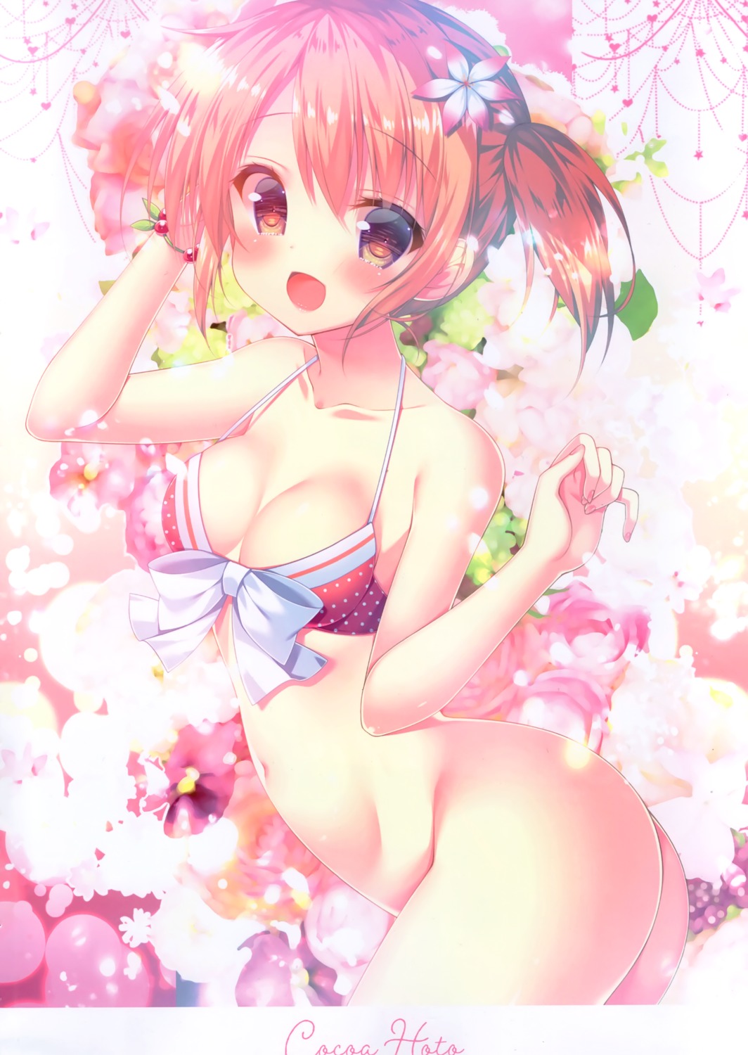 bikini bottomless cleavage gochuumon_wa_usagi_desu_ka? hachimitsu_shoujo hoto_cocoa mitsumomo_mamu swimsuits