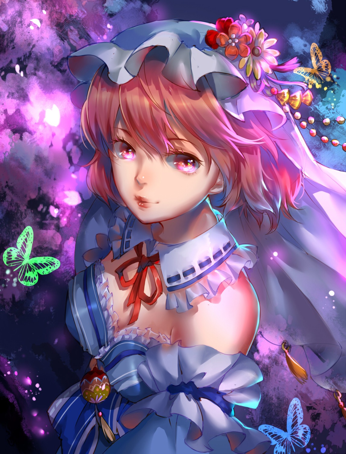 cleavage di_tao dress saigyouji_yuyuko touhou