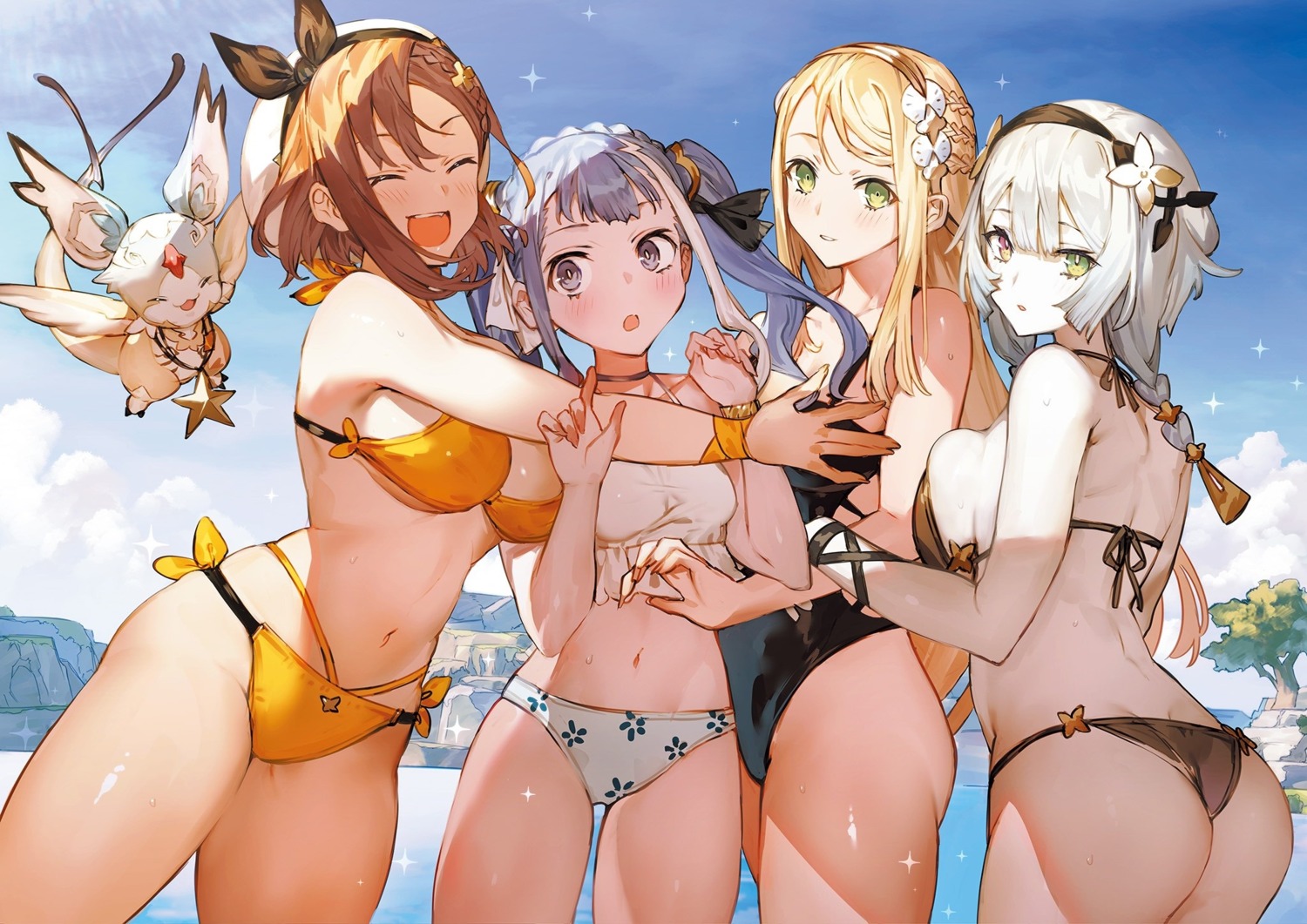 ass atelier atelier_ryza atelier_ryza_2 bikini fi_(atelier) klaudia_valentz koei_tecmo patricia_abelheim reisalin_stout serri_glaus swimsuits thong toridamono wet