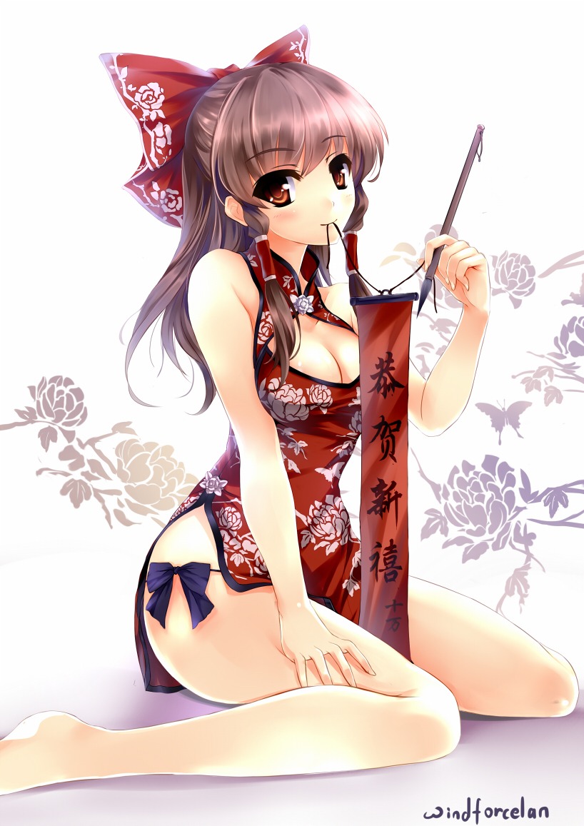 chinadress cleavage hakurei_reimu touhou windforcelan