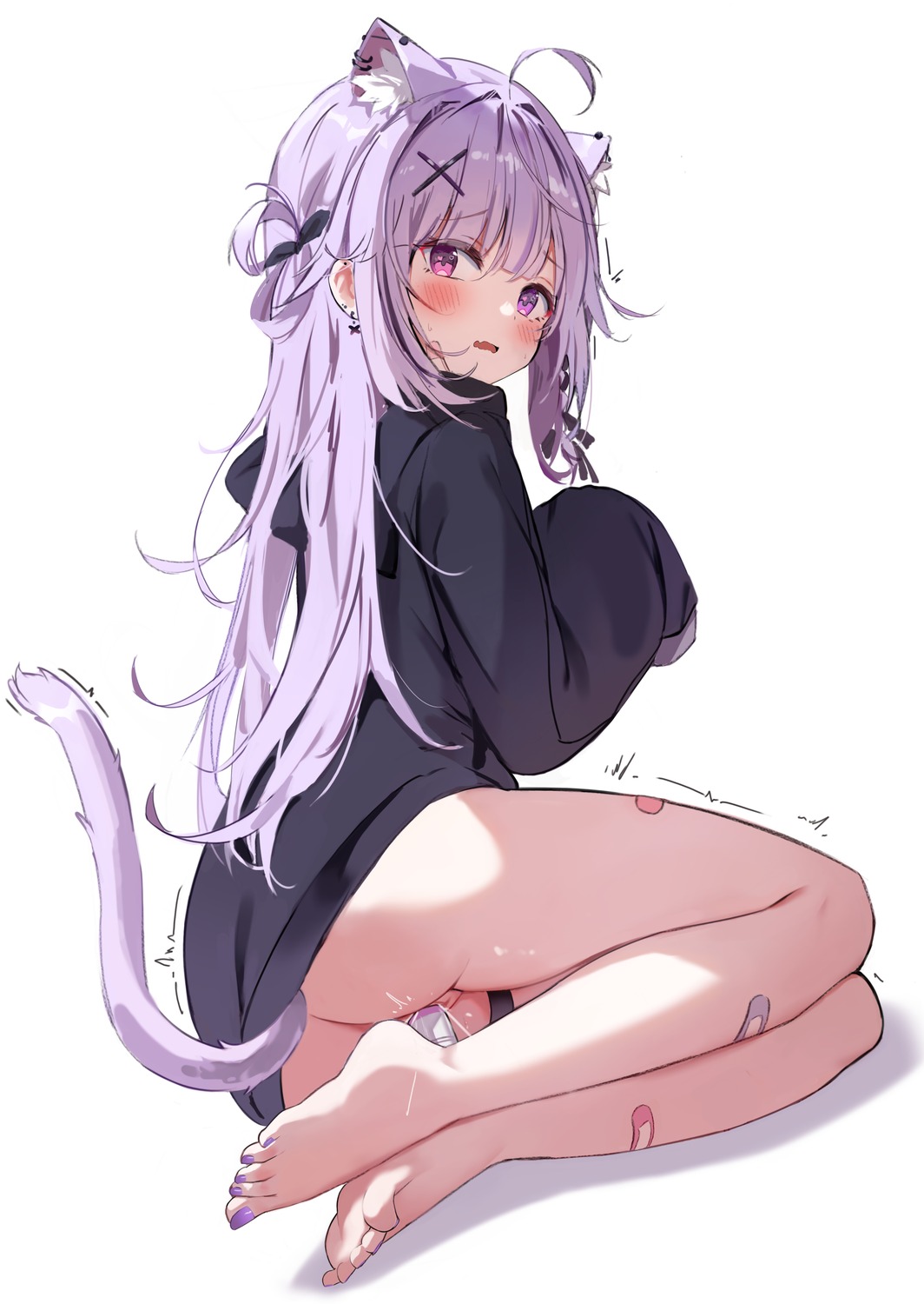 animal_ears ass bandaid feet garter indie_virtual_youtuber mikeneko_(vtuber) nekomimi orobou pussy tail uncensored vibrator