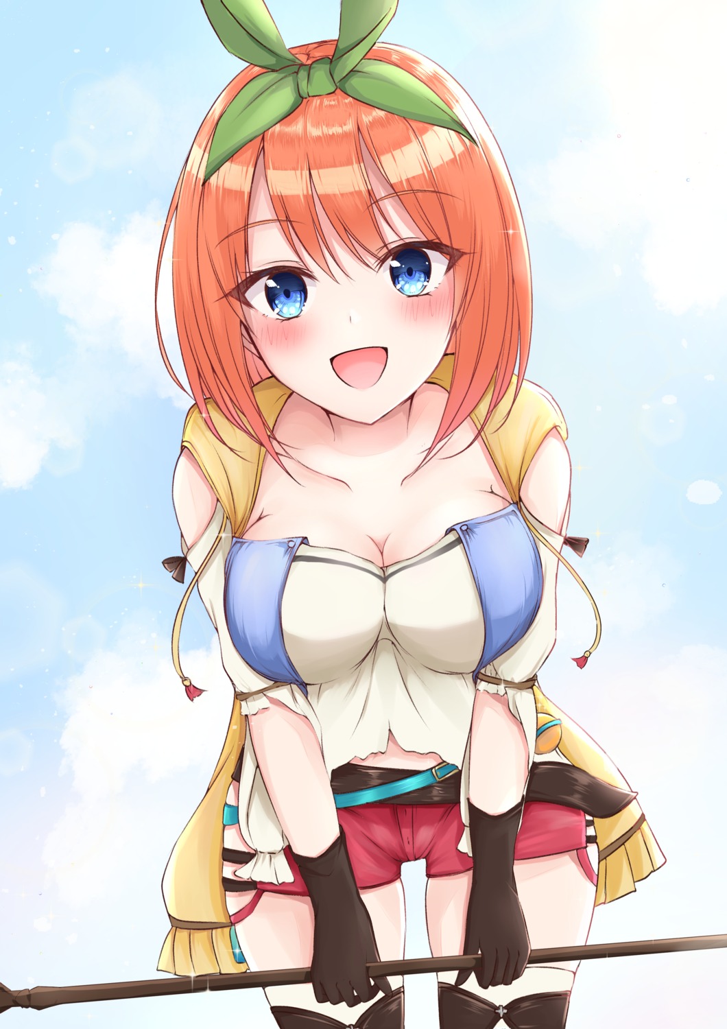 5-toubun_no_hanayome atelier atelier_ryza cleavage cosplay nakano_yotsuba reisalin_stout thighhighs weapon yukiunag1