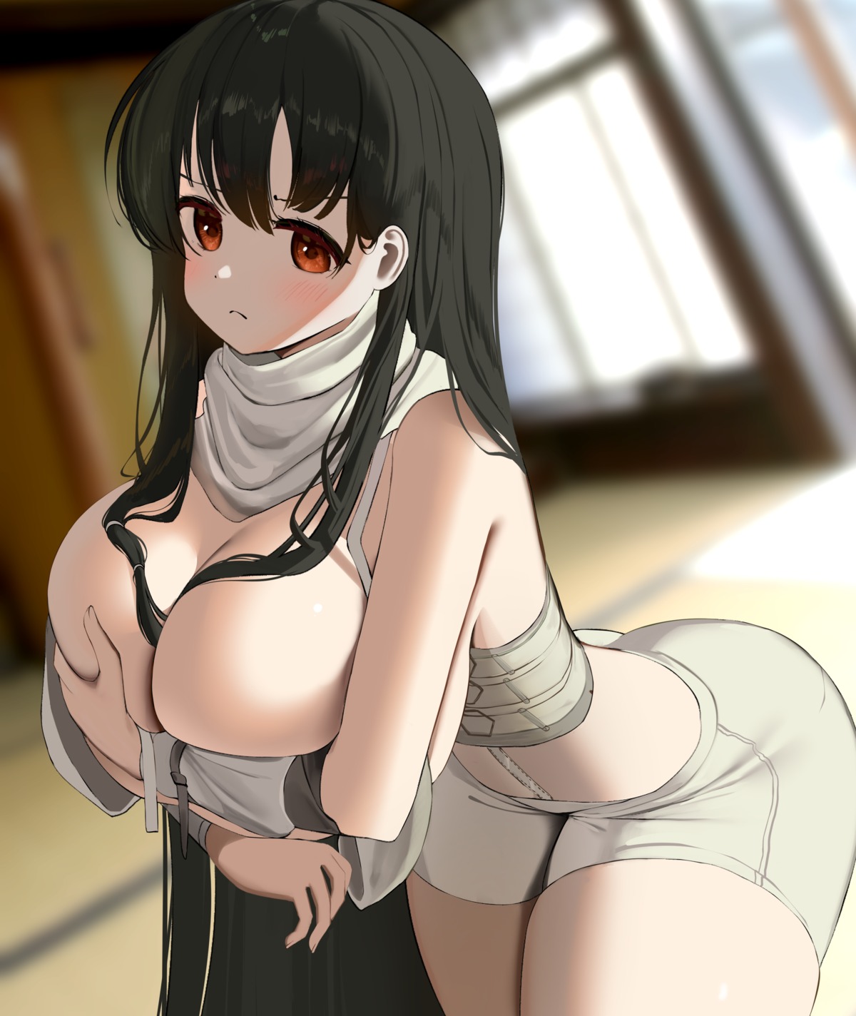 breast_hold breasts iwato_kasumi nicorima no_bra saki