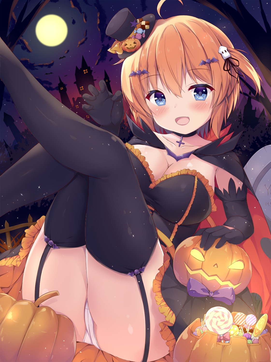 cameltoe cleavage halloween jan_(janpx2012) pantsu stockings thighhighs