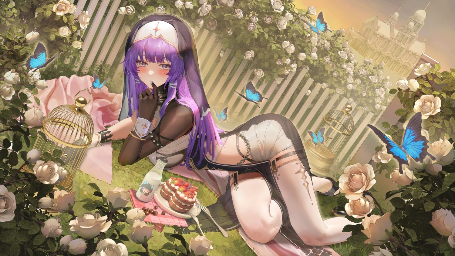bandages enya_murphy garter nun see_through snowbreak:_containment_zone stockings tagme thighhighs wallpaper