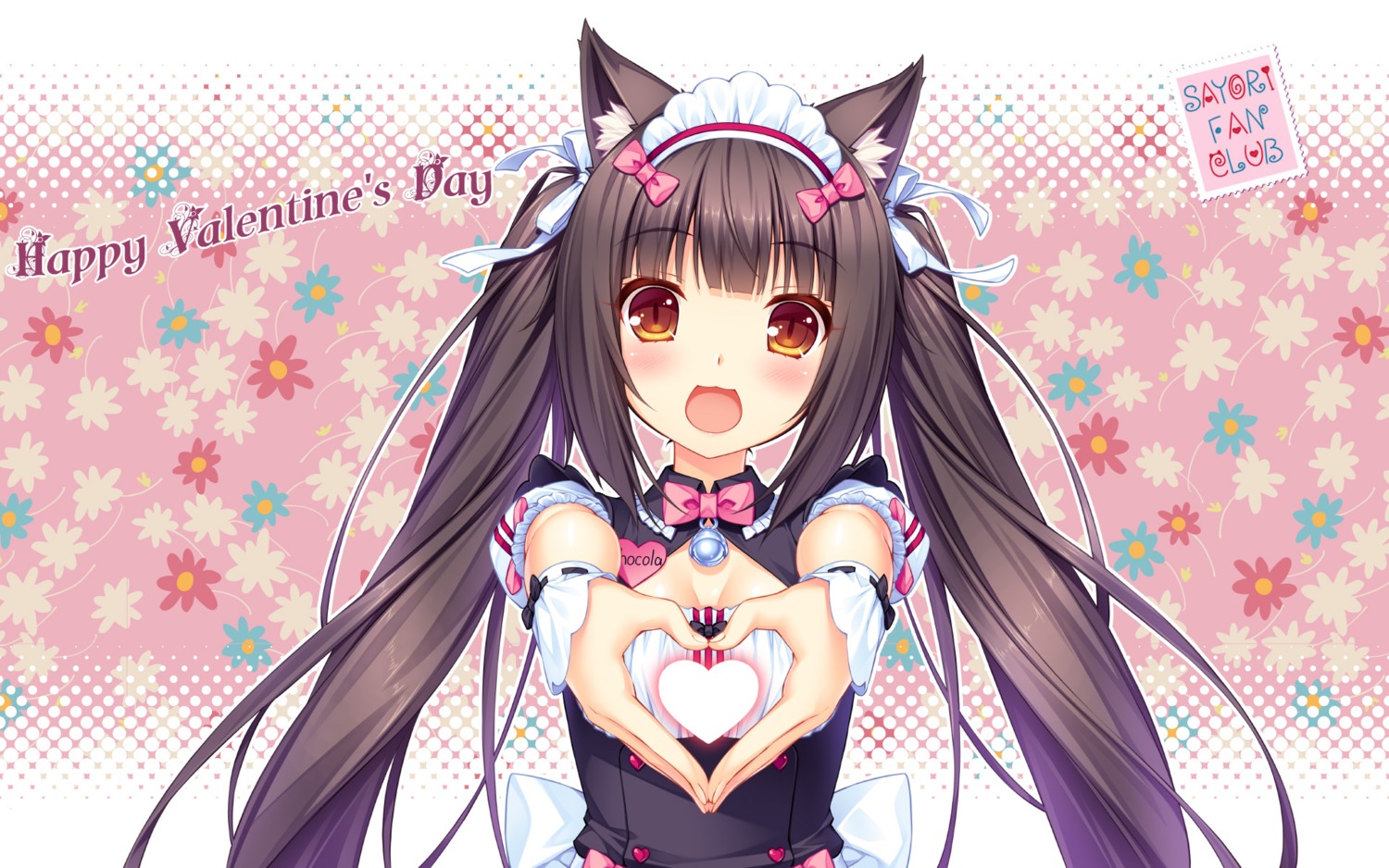 animal_ears chocola cleavage maid neko_works nekomimi nekopara sayori valentine wallpaper