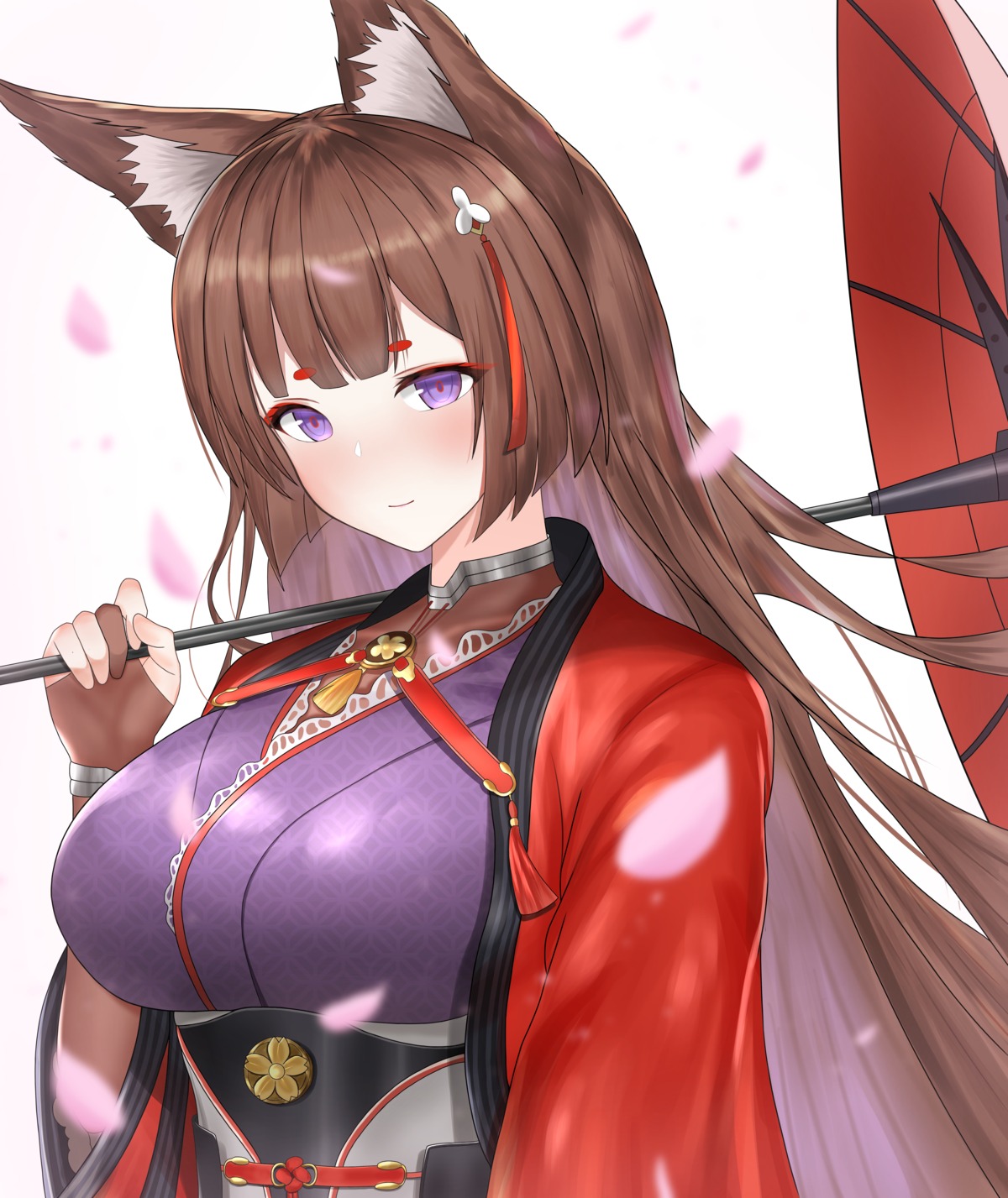 amagi_(azur_lane) animal_ears azur_lane japanese_clothes kitsune umbrella woon