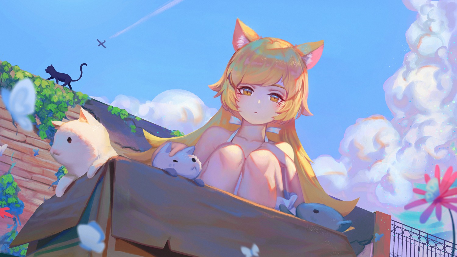 animal_ears bakemonogatari monogatari_(series) neko nekomimi oshino_shinobu tagme