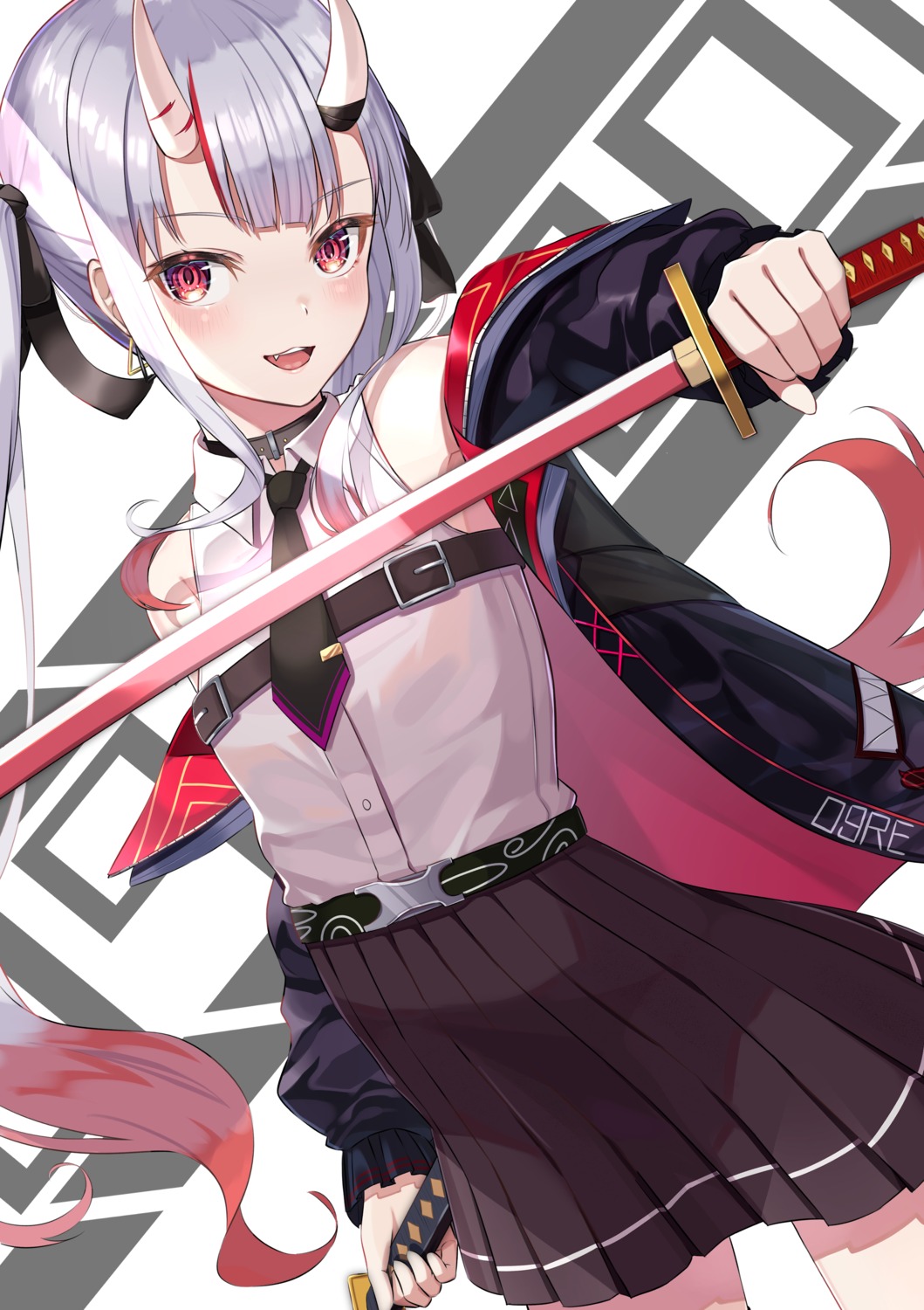 appo_(36786257) hololive horns nakiri_ayame sword