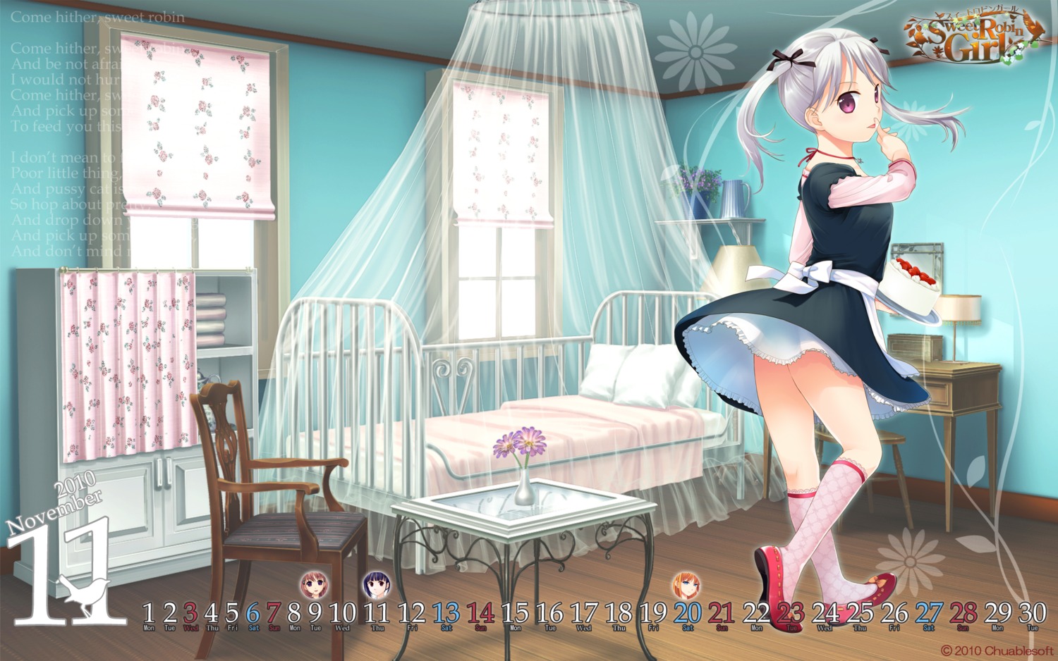 calendar chuablesoft dress elen_mass sekiya_asami sweet_robin_girl wallpaper