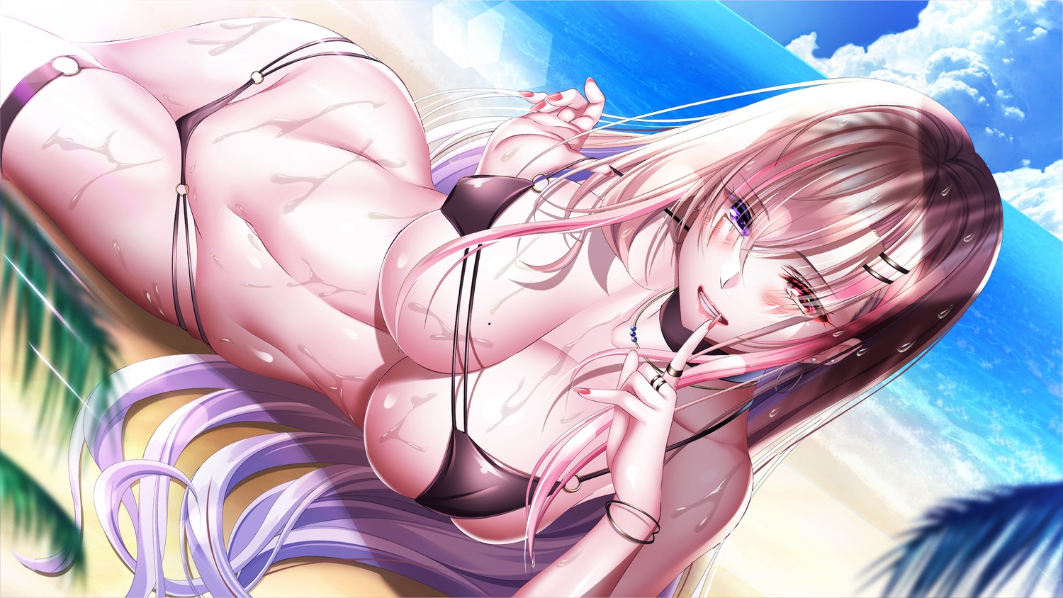 bikini erect_nipples garter heterochromia swimsuits wet yuuzuki_hijiri