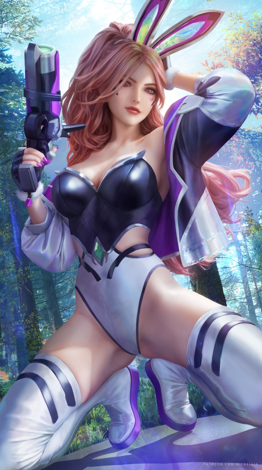 animal_ears bunny_ears bunny_girl gun league_of_legends miss_fortune thighhighs wickellia