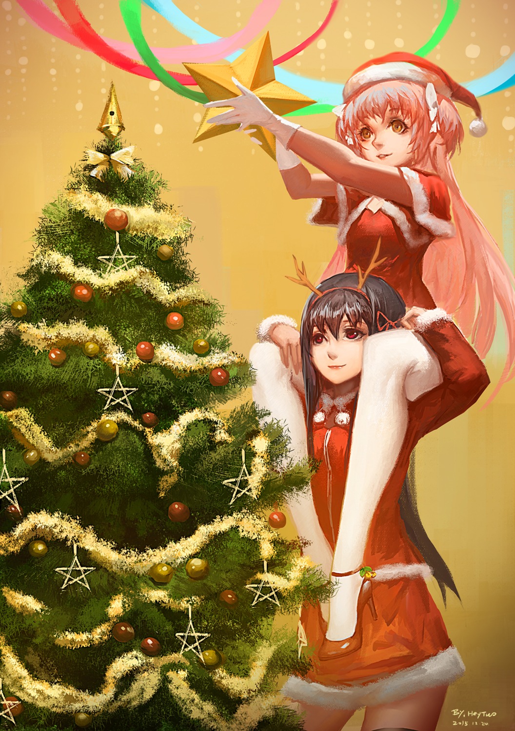 akemi_homura blackrabbitsoul christmas kaname_madoka pantyhose puella_magi_madoka_magica thighhighs ultimate_madoka