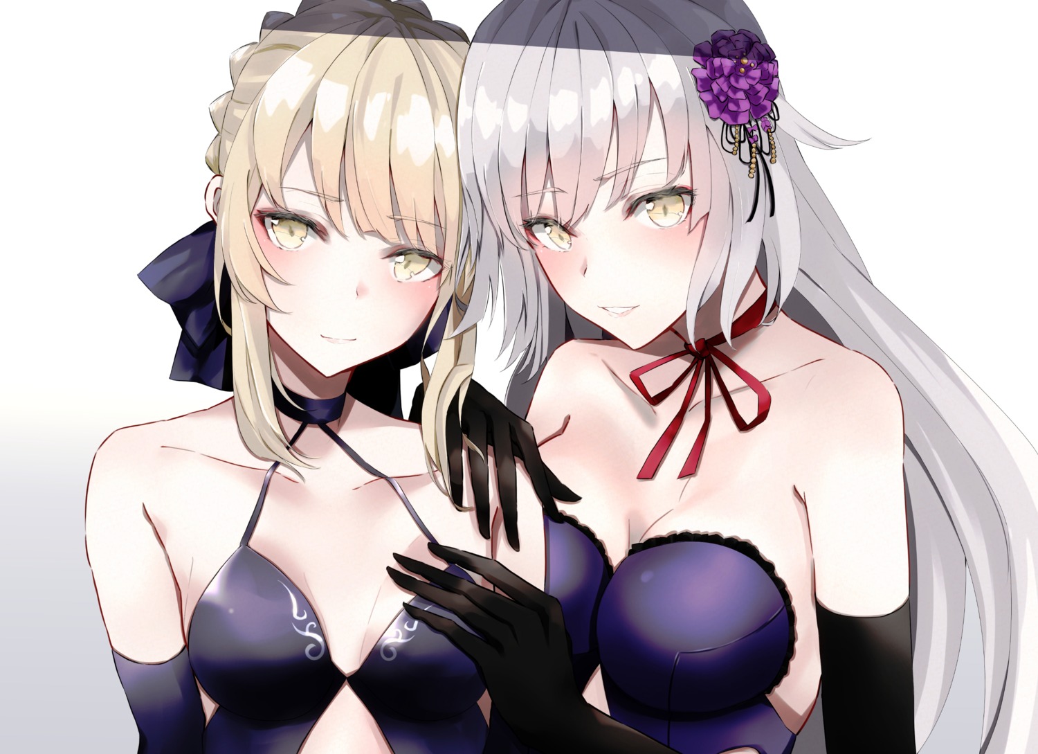 breast_hold cleavage fate/grand_order jeanne_d'arc jeanne_d'arc_(alter)_(fate) ka1se1 saber saber_alter yuri