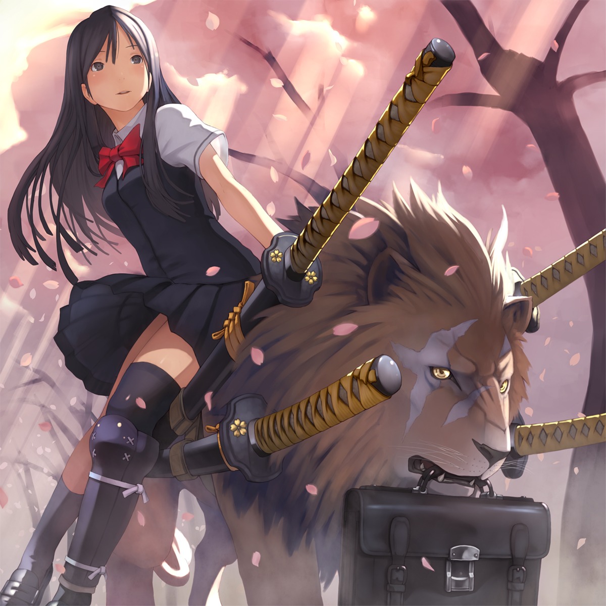 seifuku shizuma_yoshinori sword thighhighs