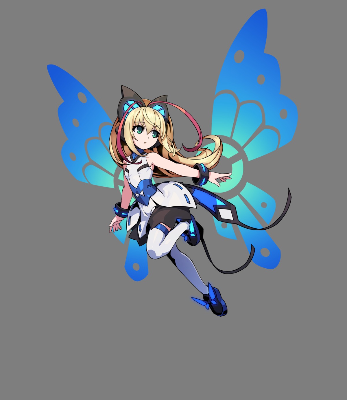 armed_blue:_gunvolt dress joule tagme thighhighs transparent_png wings