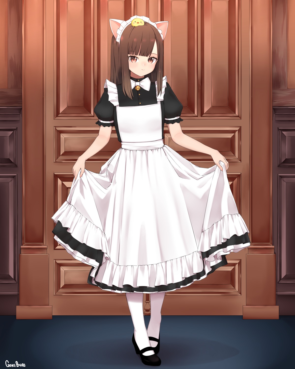 animal_ears goki_buri maid nekomimi pantyhose skirt_lift