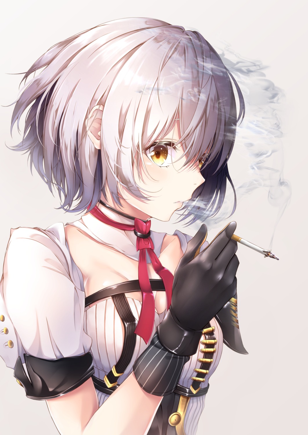 cleavage girls_frontline katsuya_228 smoking vector_(girls_frontline)