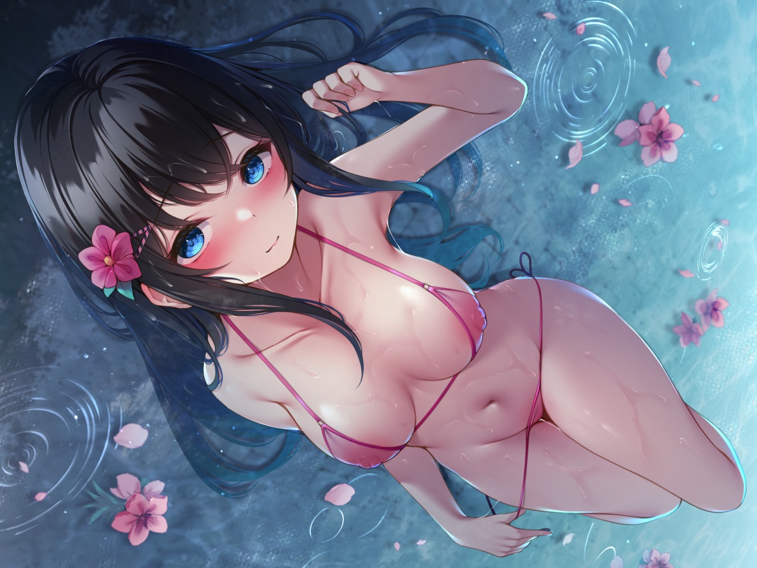 bikini nipples panty_pull see_through swimsuits toyosaki_shu undressing wallpaper wet
