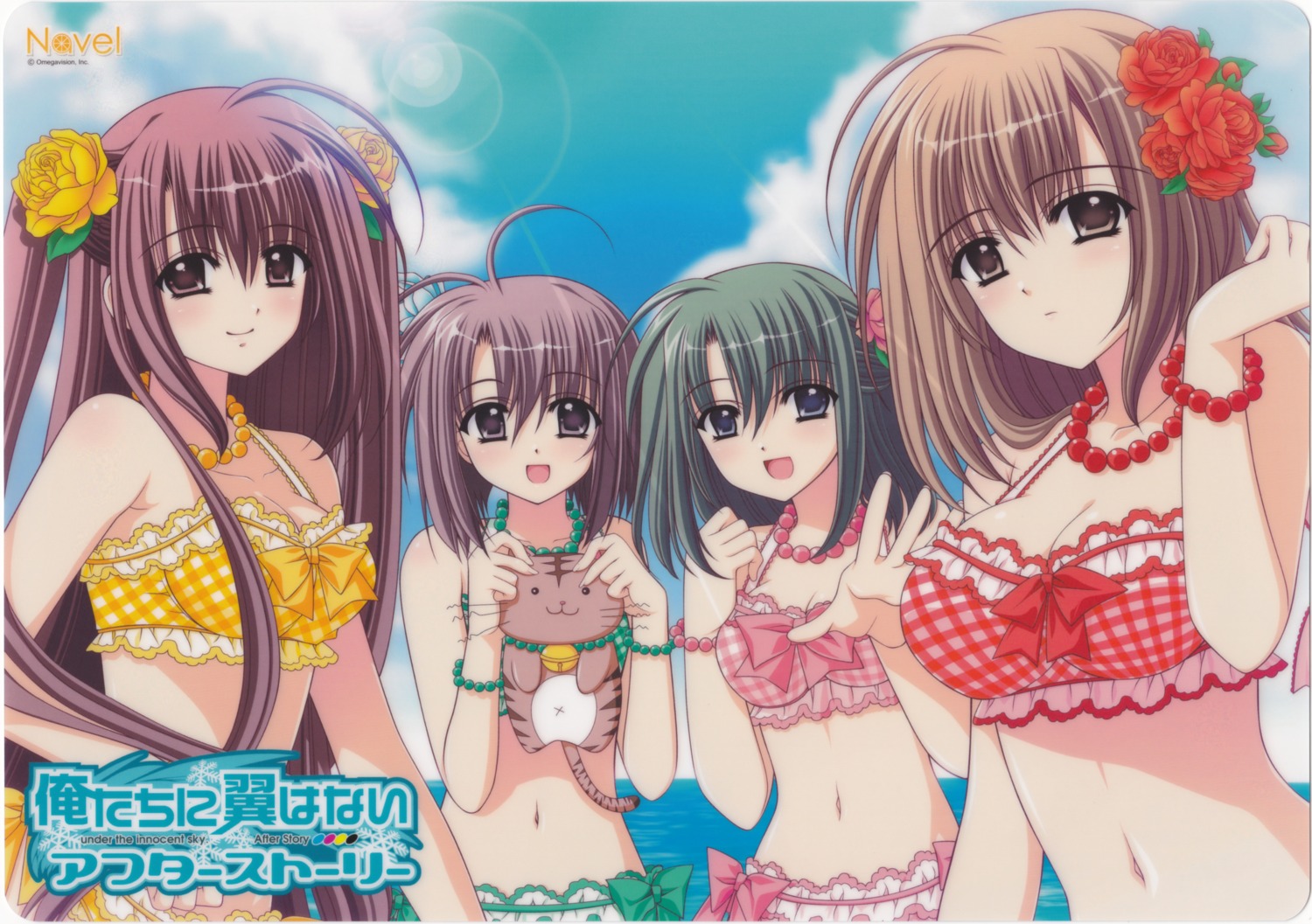 bikini card cleavage hayashida_misaki navel neko nishimata_aoi ootori_naru oretachi_ni_tsubasa_wa_nai screening swimsuits tamaizumi_hiyoko watarai_asuka