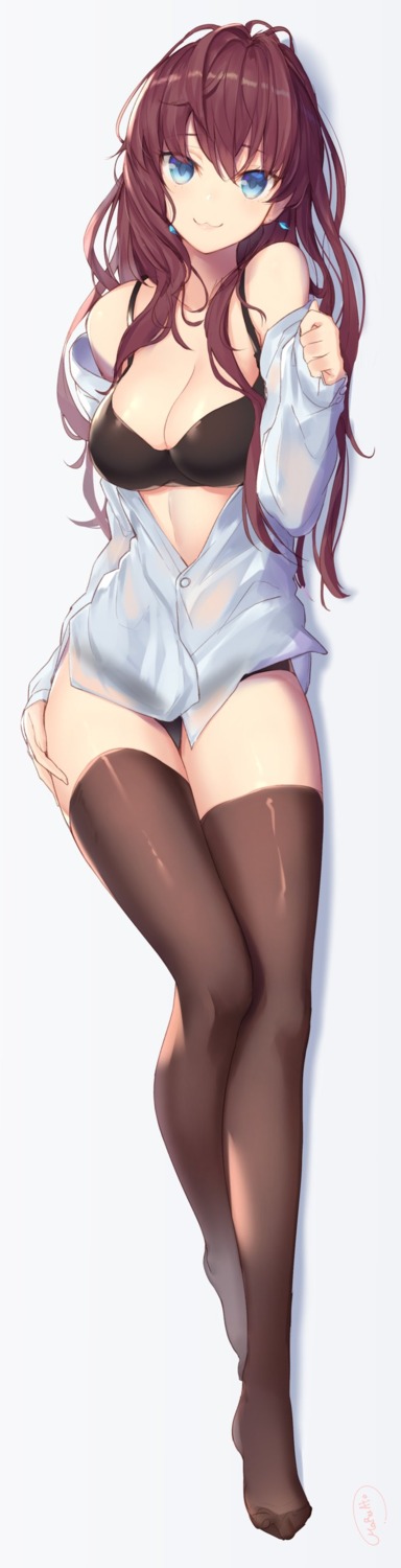 bra cleavage haru_ato ichinose_shiki open_shirt pantsu see_through the_idolm@ster the_idolm@ster_cinderella_girls thighhighs wet_clothes