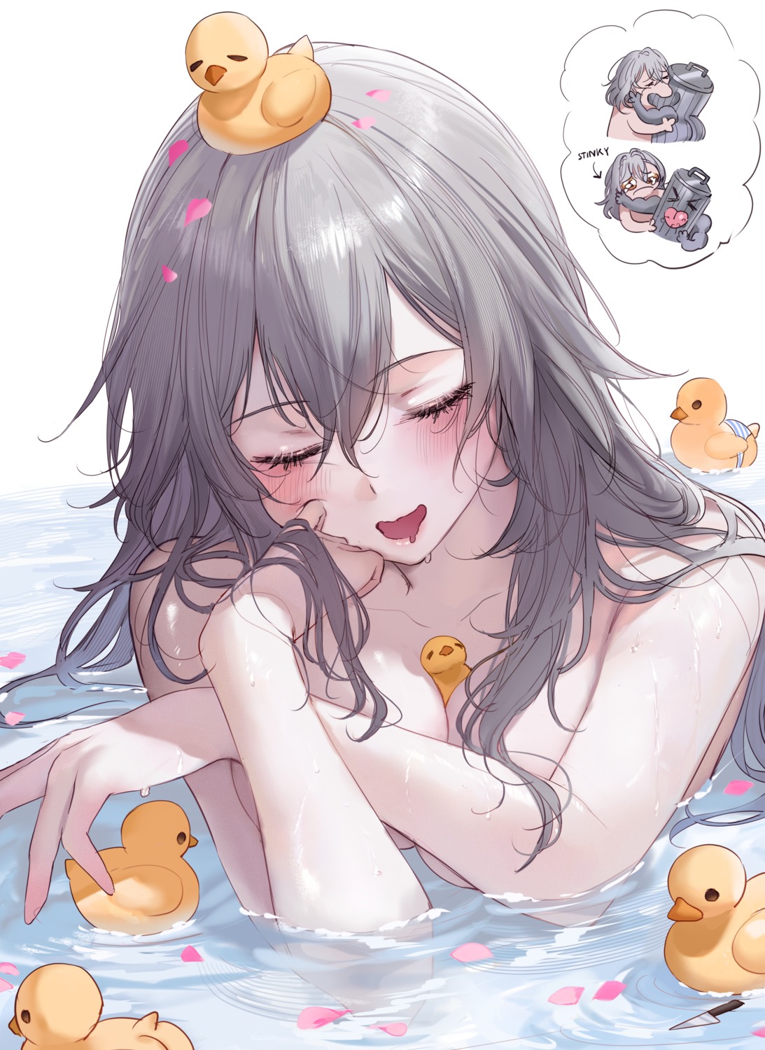 bathing chibi honkai:_star_rail qiandaiyiyu stelle topless wet