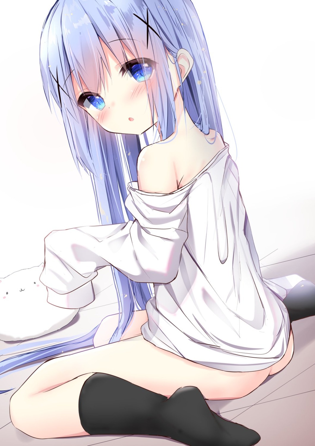 ass bottomless dress_shirt fairy_eye gochuumon_wa_usagi_desu_ka? kafuu_chino loli no_bra tippy_(gochiusa)