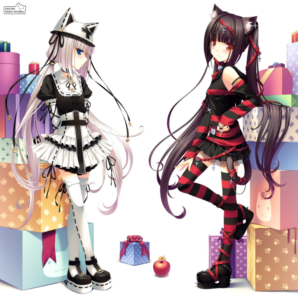 animal_ears chocola gothic_lolita lolita_fashion nekomimi sayori thighhighs vanilla