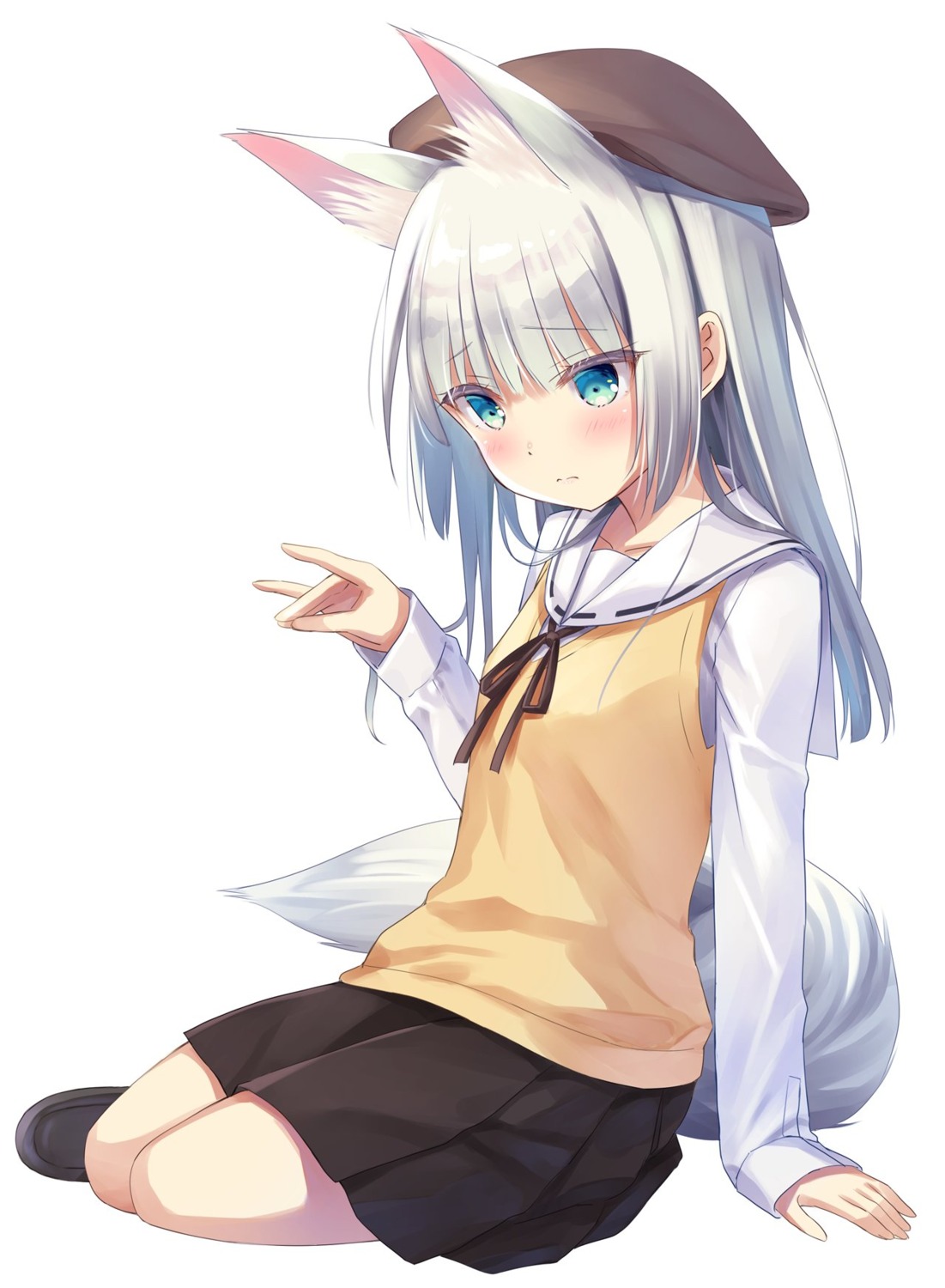 animal_ears kitsune na-ga seifuku sweater tail