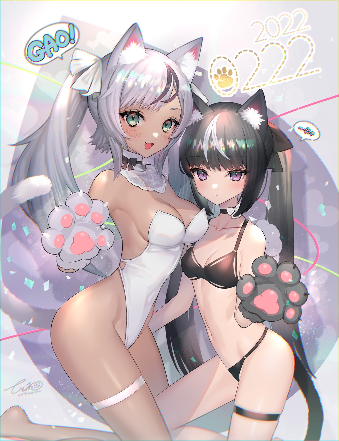 animal_ears bikini hitowa nekomimi swimsuits tail