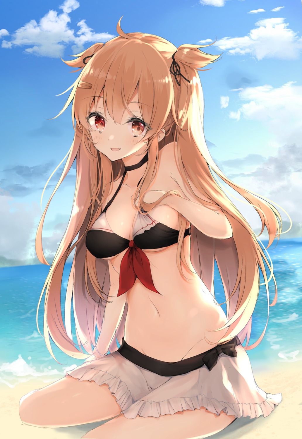 bikini breast_hold cleavage kantai_collection murasame_(kancolle) swimsuits underboob uzuki_tsukuyo