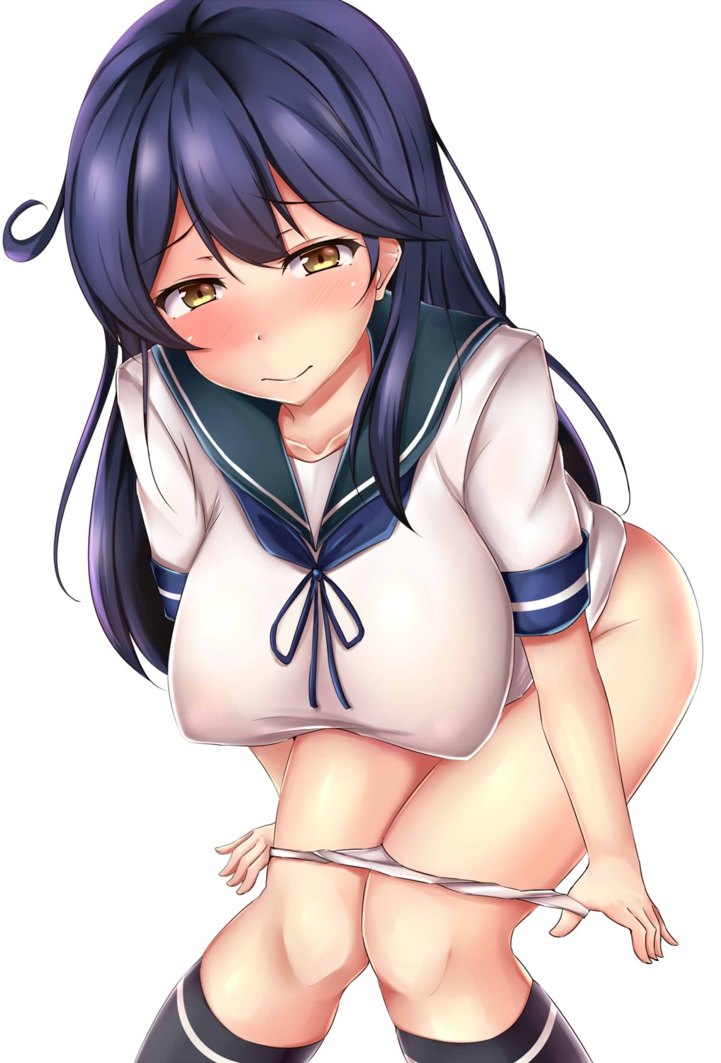 erect_nipples kantai_collection pantsu panty_pull seifuku terakoya undressing ushio_(kancolle)