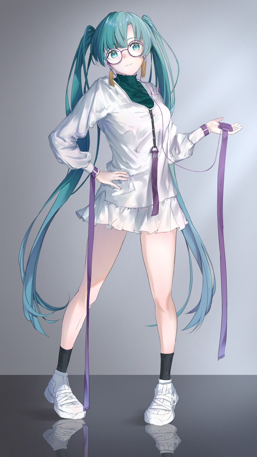 hatsune_miku megane sweater vocaloid yuzuha_wasa