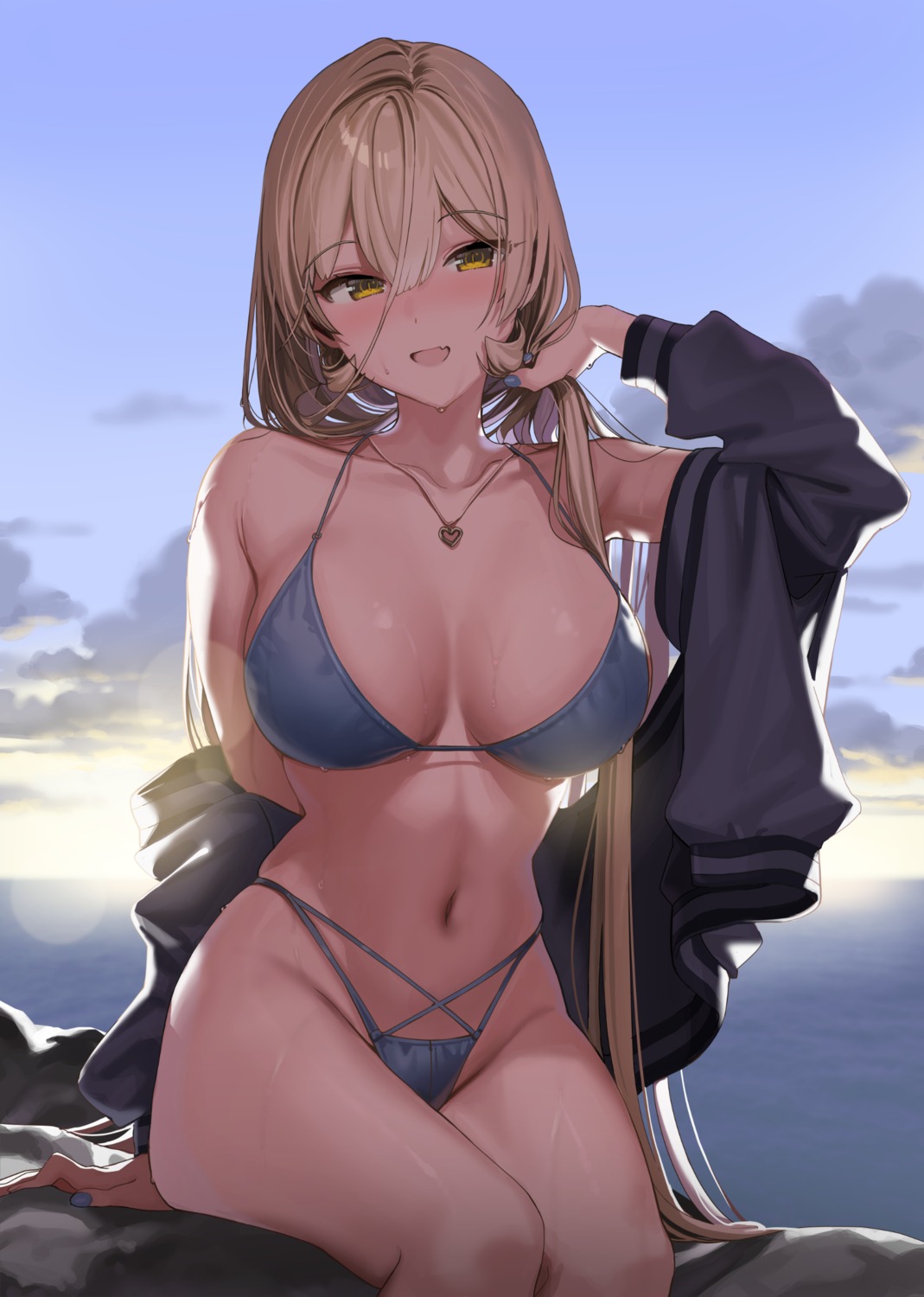 bikini kanzarin nijisanji nui_sociere open_shirt swimsuits