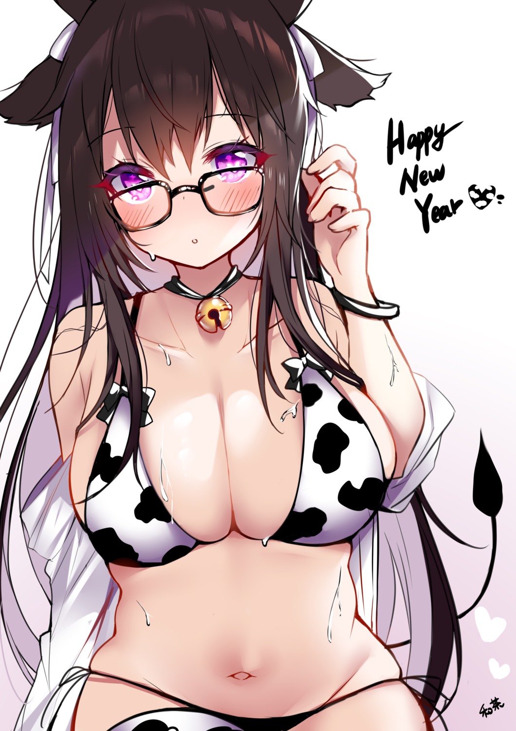 animal_ears azur_lane bikini hecha kashino_(azur_lane) megane open_shirt swimsuits tail