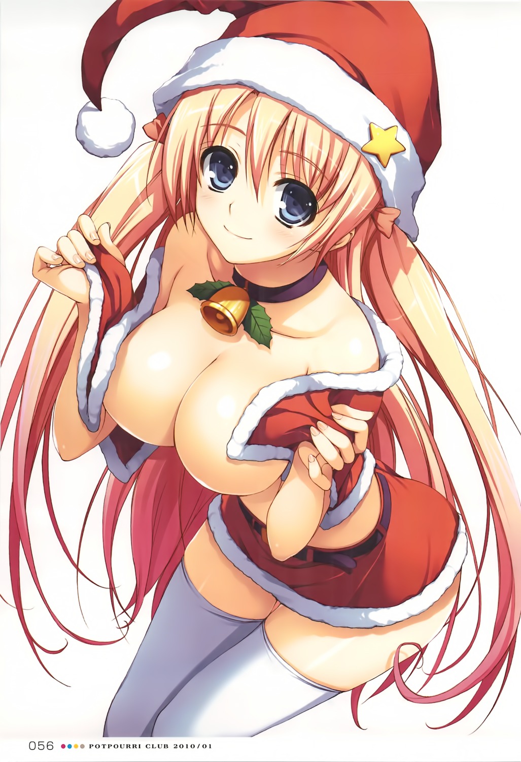 breasts christmas cleavage no_bra open_shirt thighhighs tomose_shunsaku
