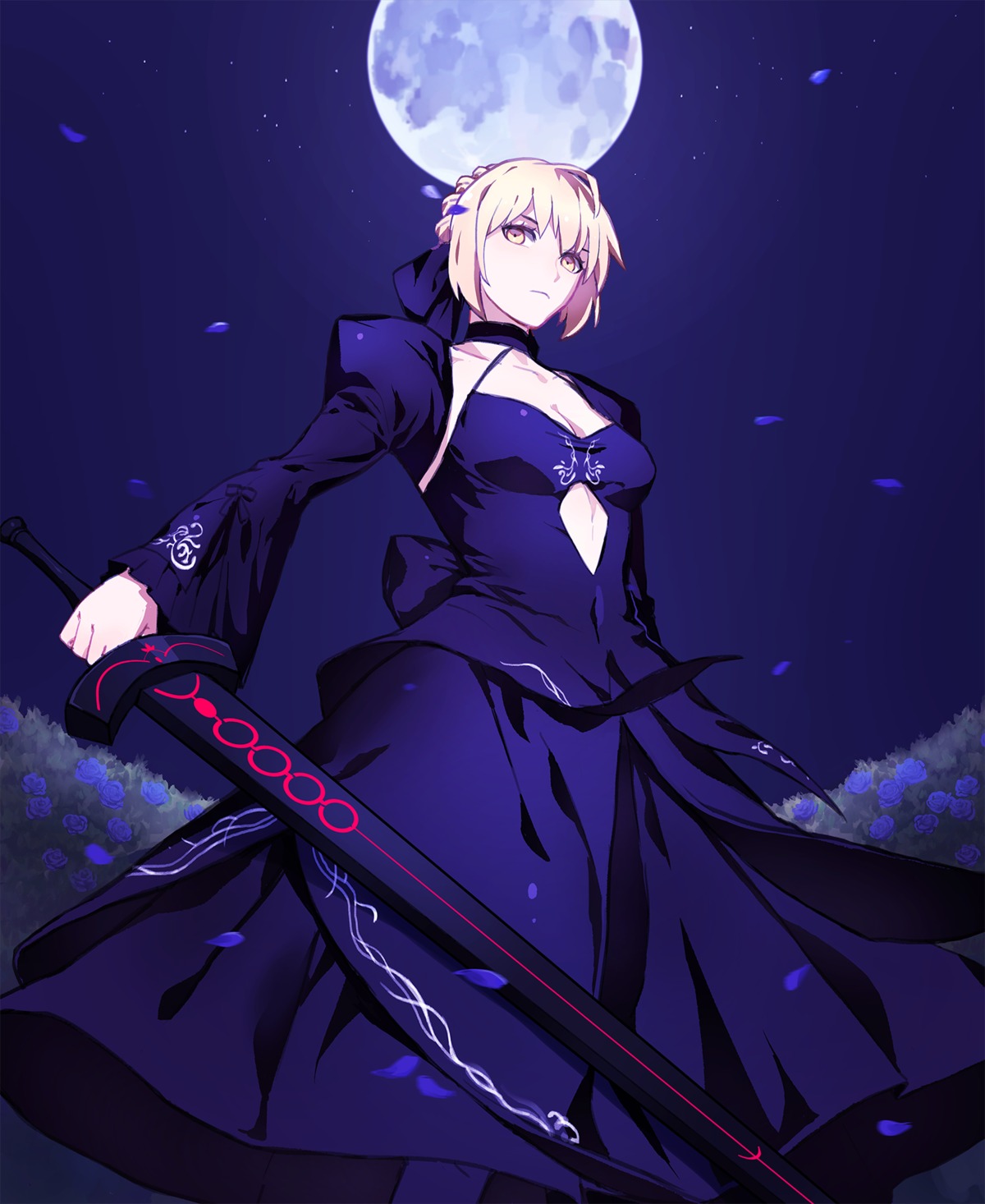 atomel cleavage dress fate/grand_order fate/stay_night saber saber_alter sword