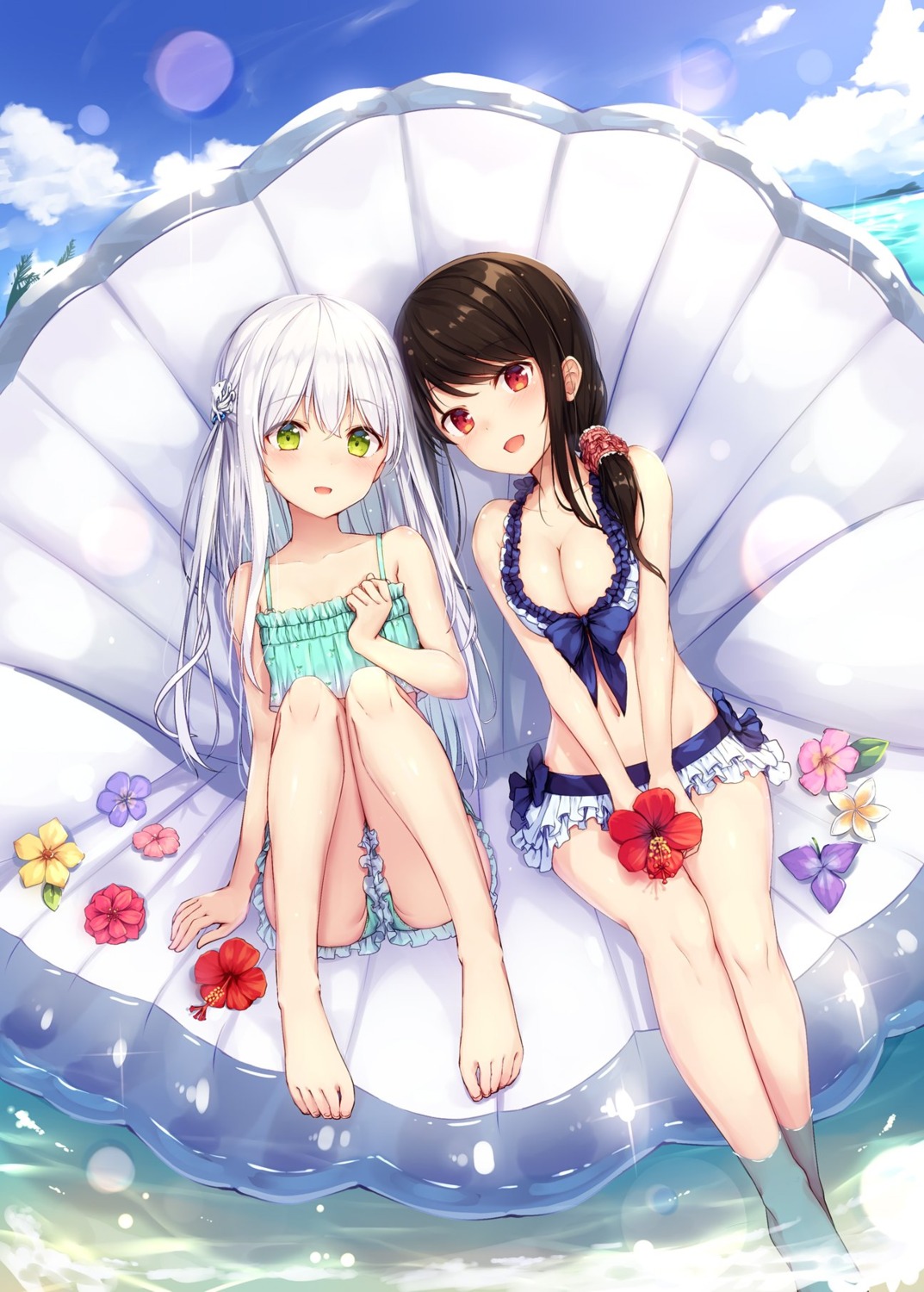 bikini cleavage feet mitoko_(tsuchikure) shiori_(tsuchikure) swimsuits tsuchikure wet