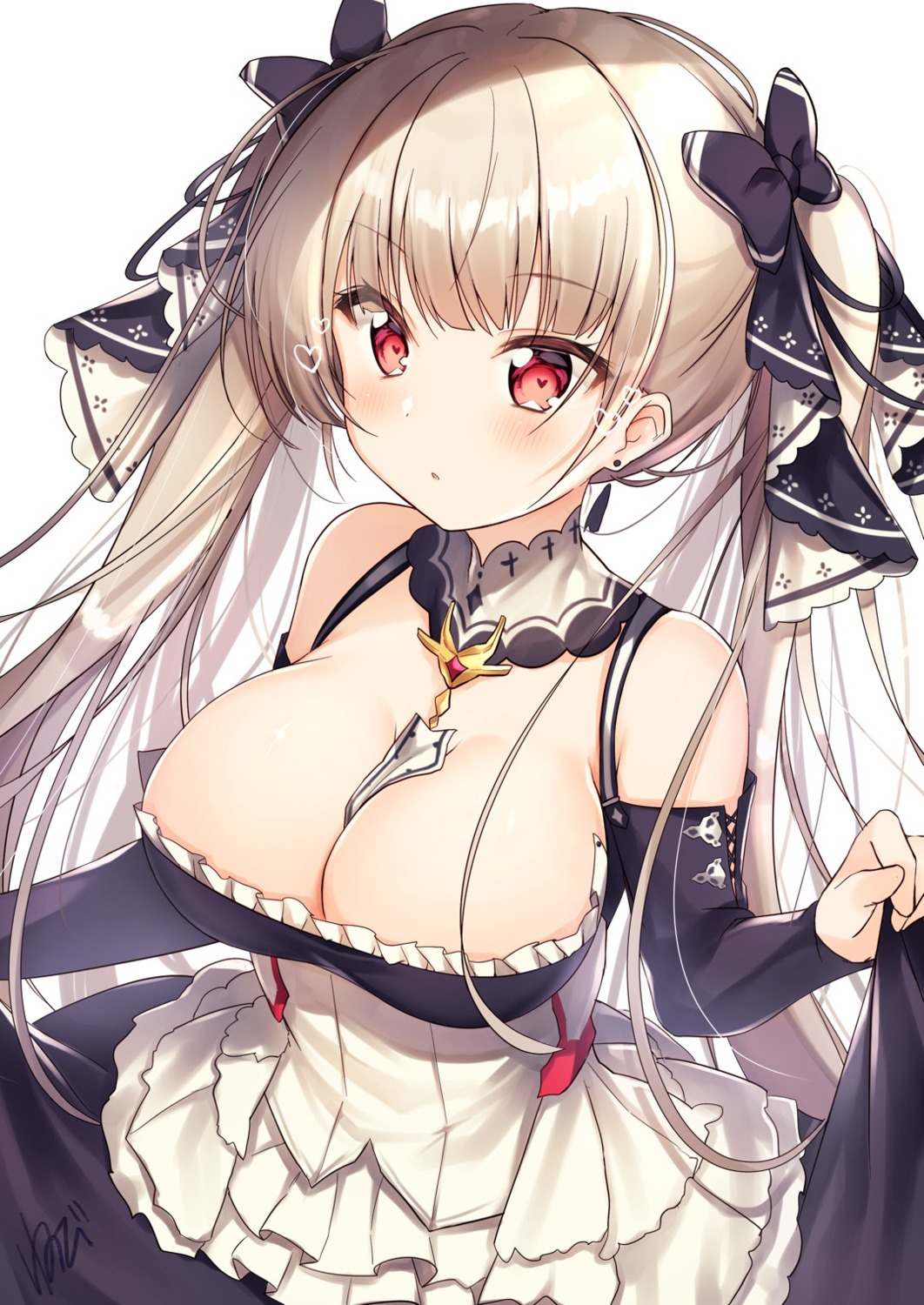 azur_lane cleavage formidable_(azur_lane) gothic_lolita lolita_fashion nenobi_(nenorium) no_bra skirt_lift