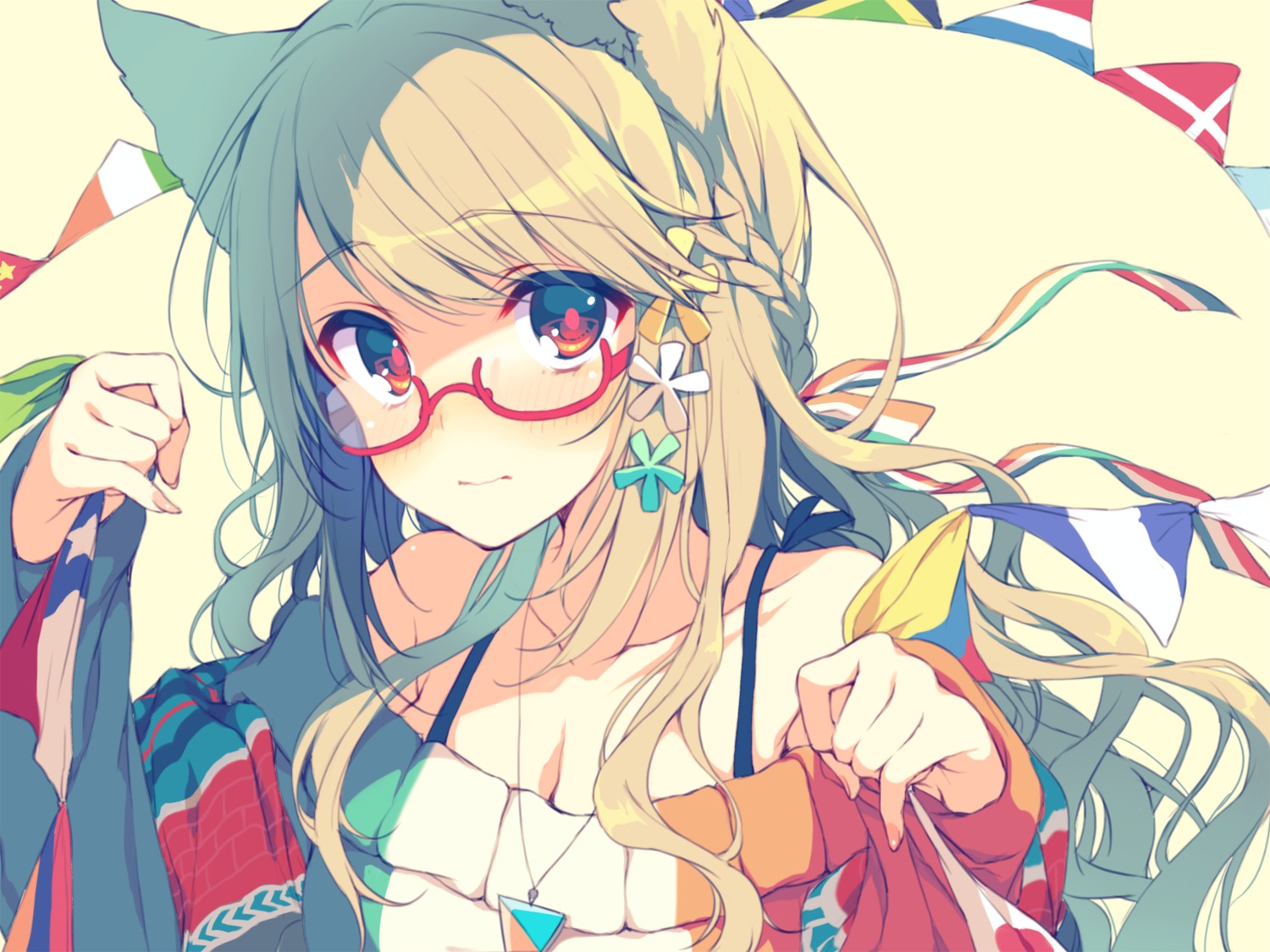 animal_ears cleavage megane reia