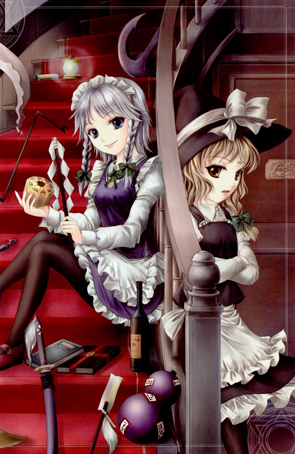 izayoi_sakuya kirisame_marisa pantyhose touhou vita_(circle) witch yuki_shuuka