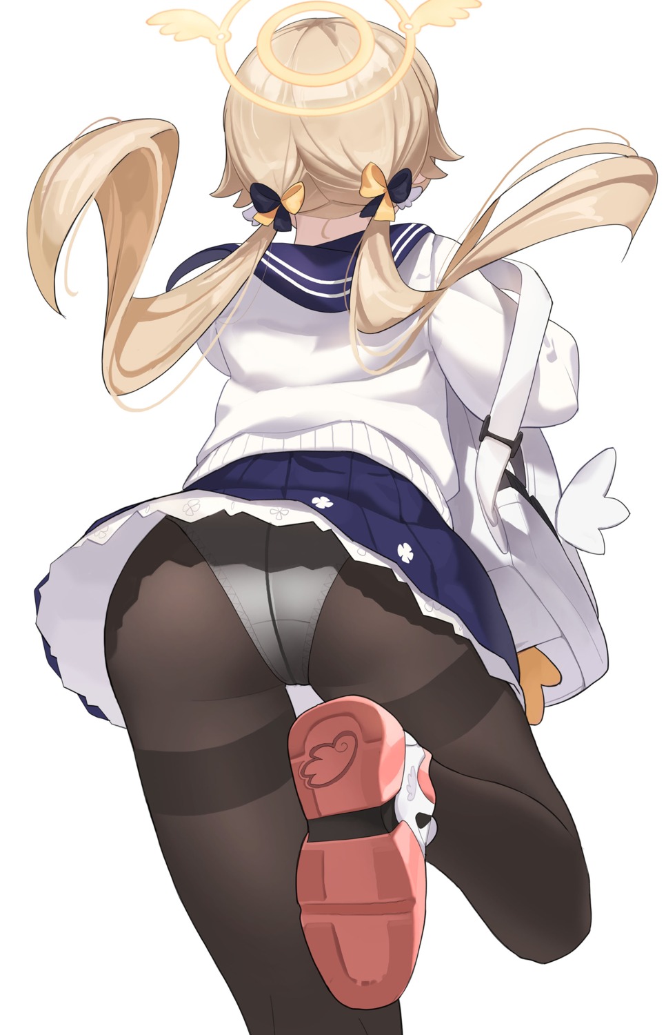 ajitani_hifumi ass blue_archive halo pantsu pantyhose seifuku skirt_lift sweater tomid