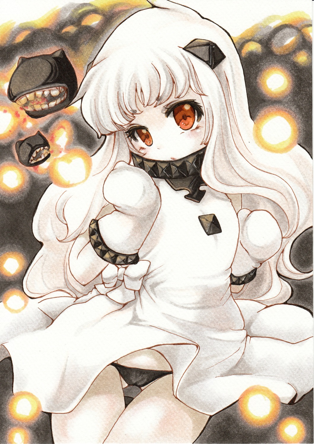 dress kantai_collection northern_ocean_hime pantsu watercolor yurun