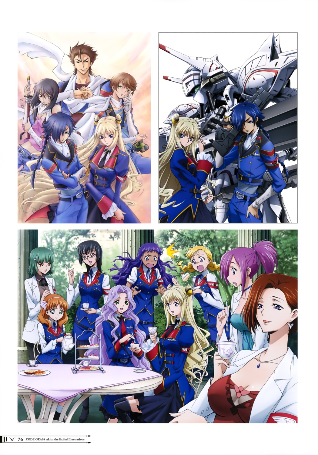 akito_the_exiled anna_clement chloe_winkel cleavage code_geass ferilli_baltrow gun hilda_feigan hyuuga_akito kate_novak kousaka_ayano layla_markale mecha megane naruse_yukiya olivia_lowell sayama_ryou thighhighs uniform weapon