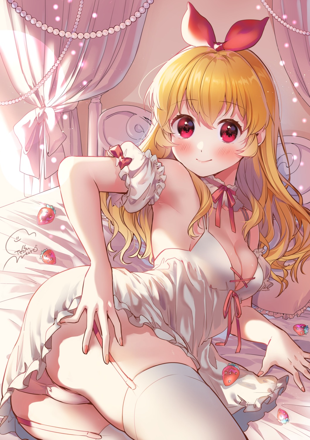 aikatsu! ass cameltoe dress geshumaro hoshimiya_ichigo no_bra pantsu skirt_lift stockings thighhighs